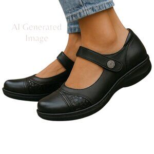 Clarks Unstructure Womens Black Leather Mary Jane Comfort Shoes Size 7.5 M EU 38